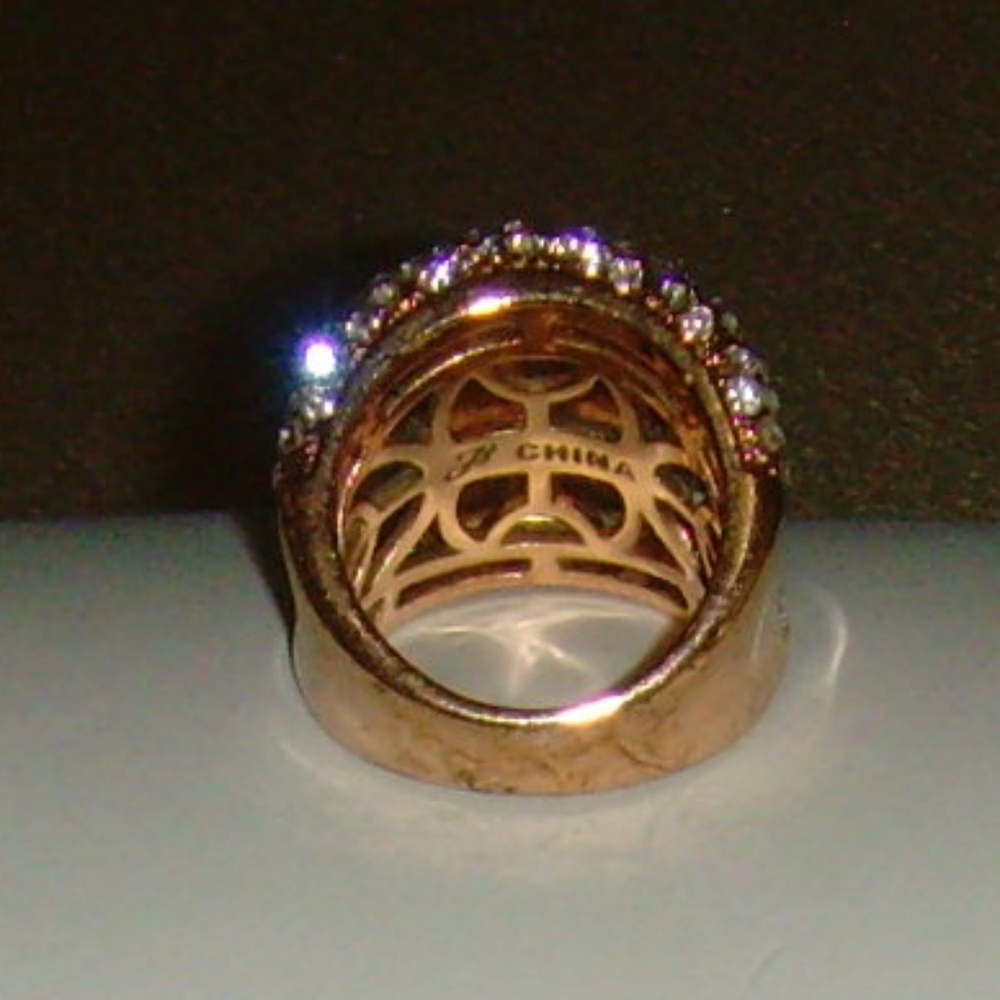 Joan Boyce Rose-Gold Tone and Dk Topaz Colored R/S Concave Style Ring - Size 7 - Picture 8 of 15